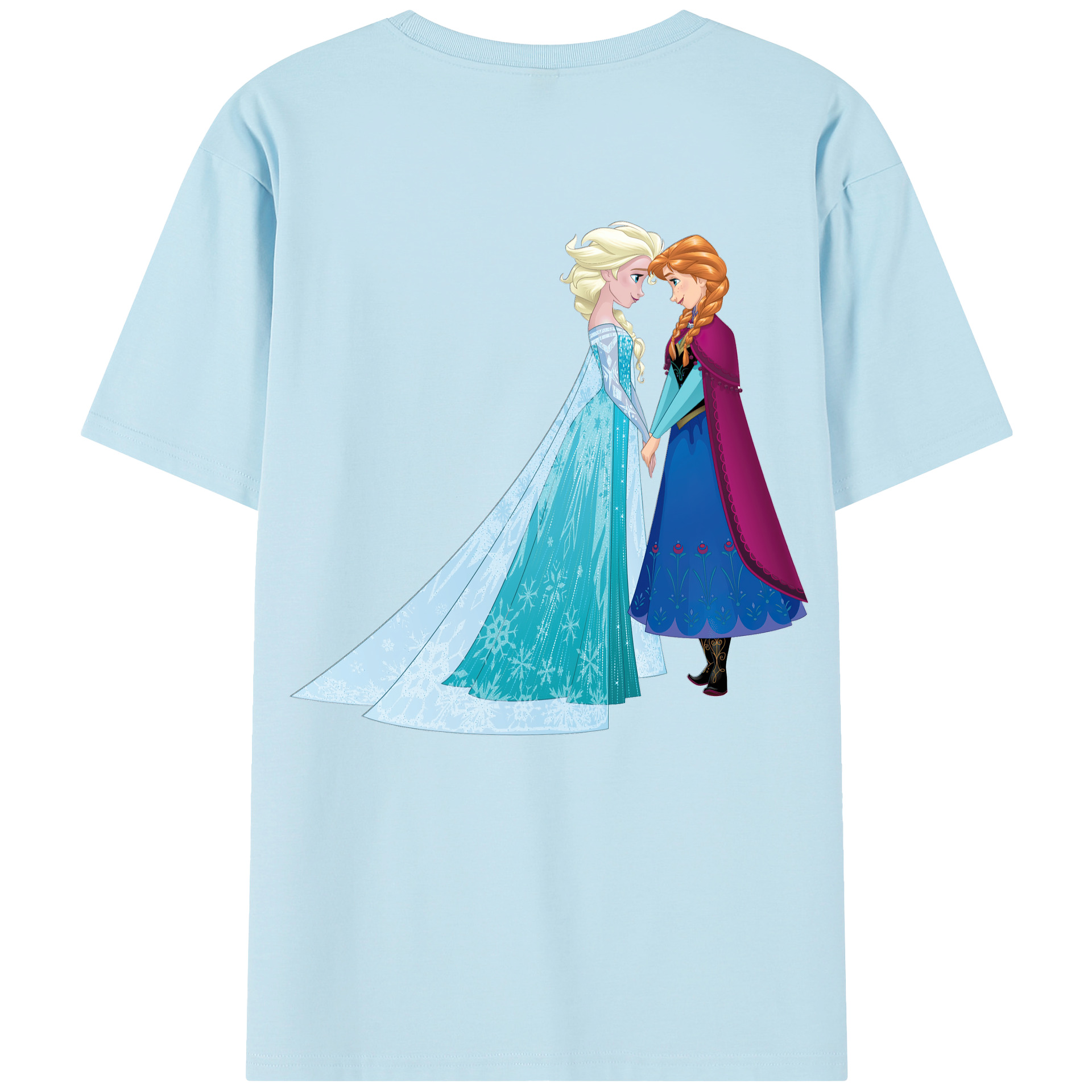 （画像用） アナと雪の女王 アンナ エルサ Frozen Anna Elsa 綿100％半袖Tシャツ（背面プリント）